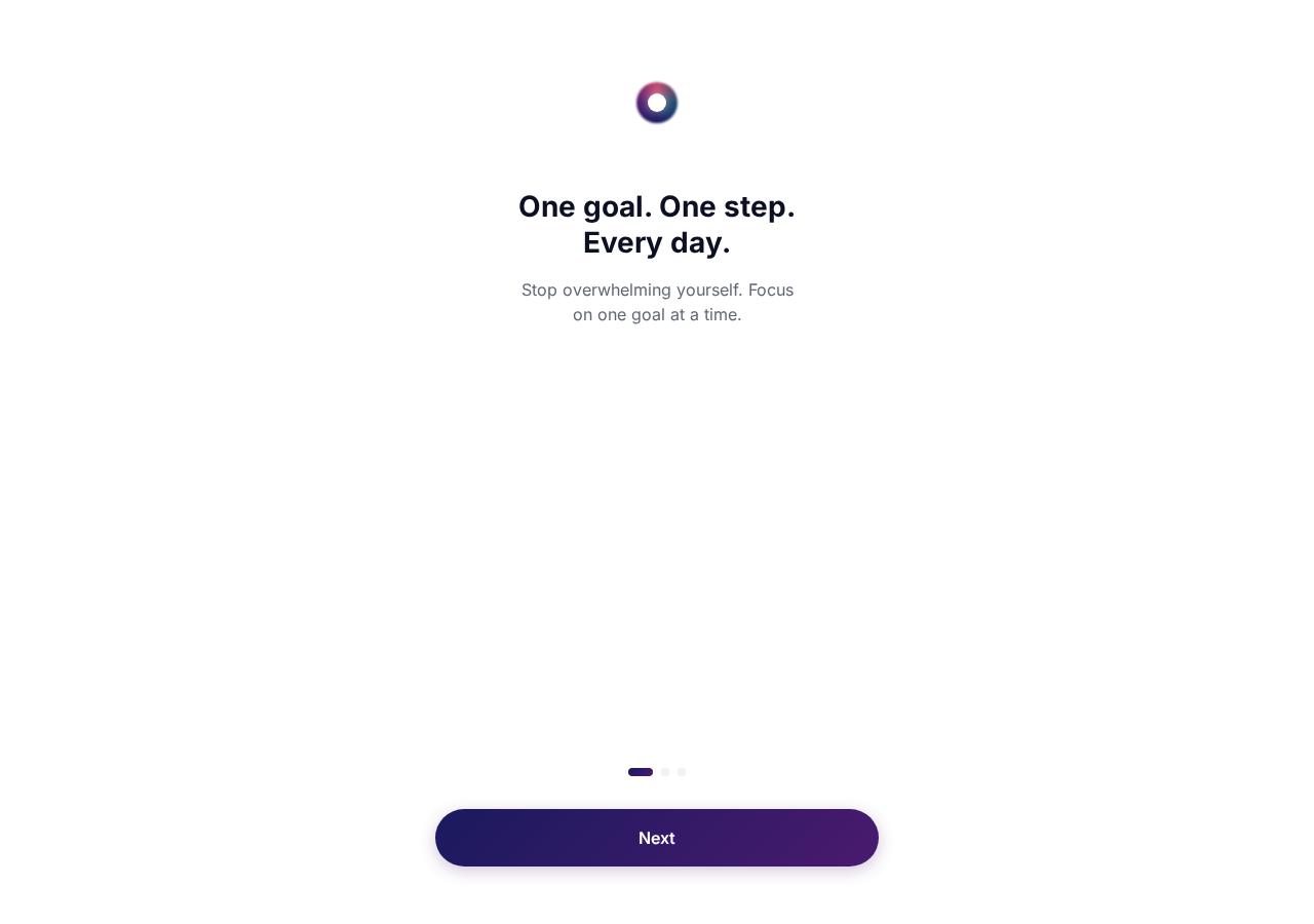 Onboarding — one goal, one step, every day